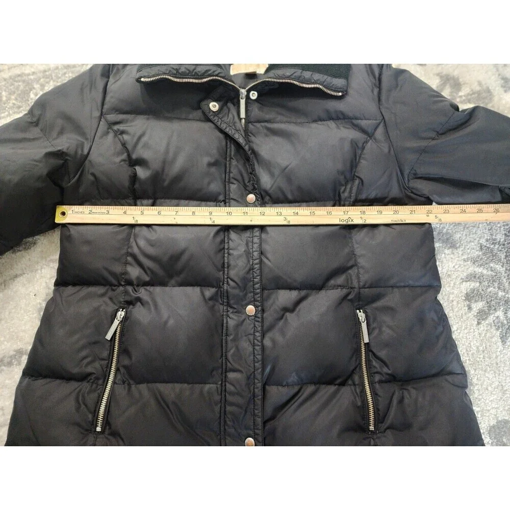 Michael Kors Women's XL Mid Lenght Black Down Puffer Coat with Ribbed Collar